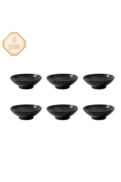Choice 6 قطع سوداء 6 قطع 3 بوصة أوعية سيراميك، أطباق صلصة الصويا المستديرة ال...
