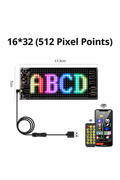 Choice 7x17 سم 16x32 مصابيح LED شاشة LED USB لافتة إعلانية متحركة ضوء إعلاني تطبيق Bluetooth للتحكم في الرسائل