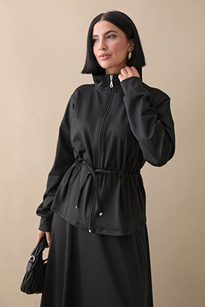 InStyle Costum de scuba negru cu centură tunel și fustă