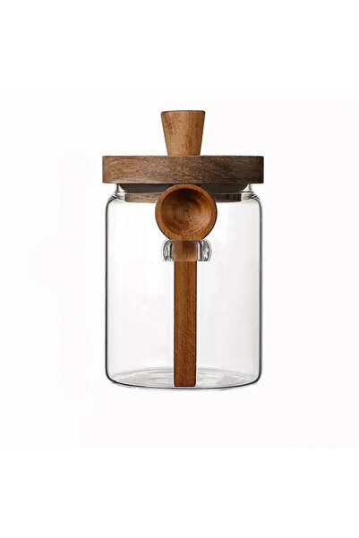 Choice 9x12cm Coffee Bean Storage Jar Glass Sealed Containers Grains Jar with Wood Spoon Clear Spice Jars K