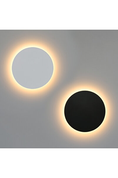 Choice مصباح حائط خارجي مقاوم للماء LED أبيض دافئ أسود 6W IP65، ألومنيوم دائري 13 سم، أسود/أبيض، 90-260