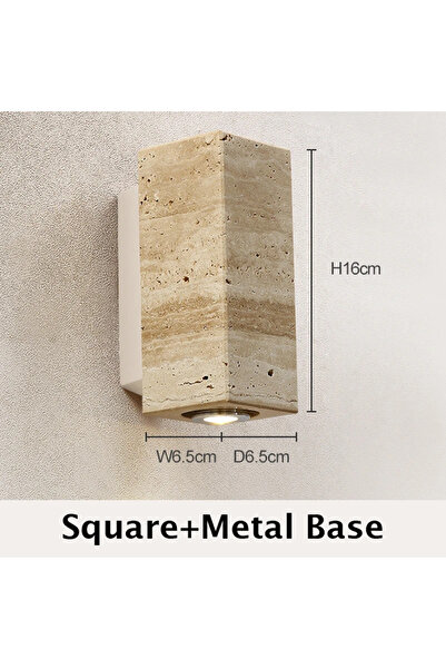 Choice Warm White 65x65x160MM Square X White Base Wabi Sabi Yellow Marble Wall Lamp Led Bedside Japan Bedro