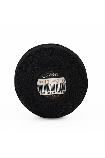 Choice 310 Black Size 40 Double Mercerized Egyptian Cotton Crochet Thread Per...