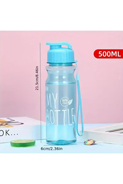 Choice 500 مل أزرق 1 قطعة 500 مل زجاجة مياه شفافة بغطاء قابل للقلب، كوب مياه ...