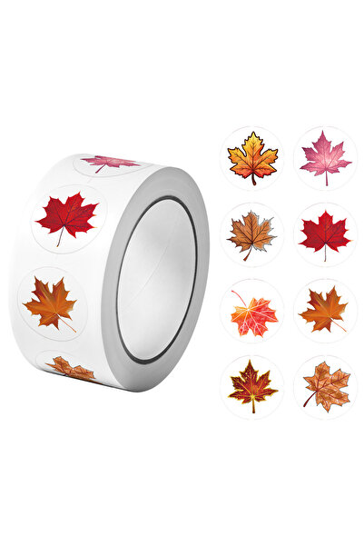 Choice RO042 500 قطعة/لفة ملصقات أوراق القيقب الخريفية الملونة 2.5 سم/1.0 بوص...