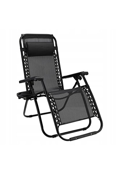 jumi Sezlong pentru gradina, metalic, pliabil, negru, max 120 kg, 188x64x107 cm,