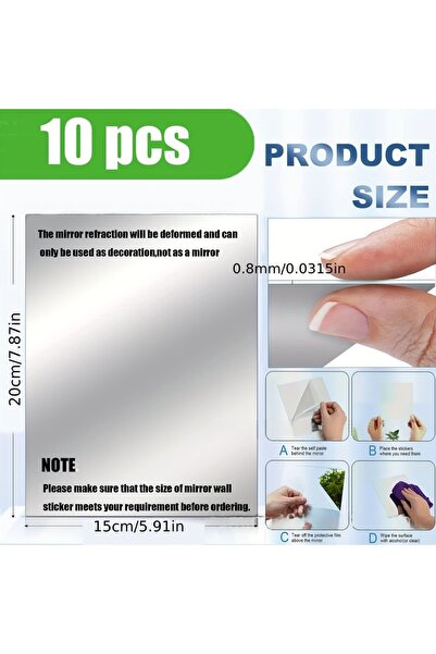 Choice 20cmX15cm 10pcs15/20cm 3D Self-adhesive Mirror Wall Stickers Thickened...