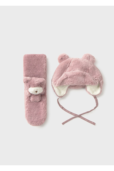 MAYORAL طقم قبعة ووشاح للأطفال باللون الوردي 10020