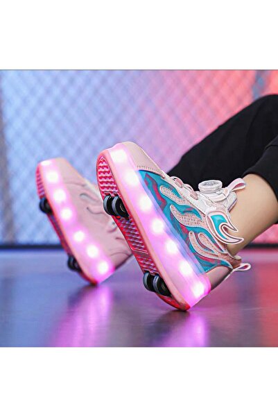 LİLLYPİCCA Kız Çocuk Spor Ayakkabı Şarj Edilebilir Farklı Modlarda Led Işıklı Kapanabilir Tekerlekli
