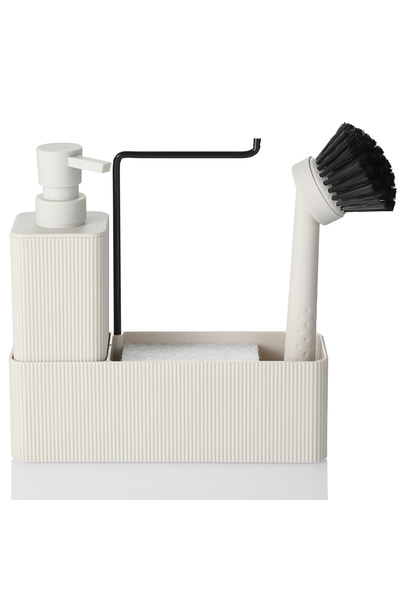 Choice موزع صابون مطبخ باللون البيج والأسود غير اللامع سعة 440 مل - يشمل موزع...