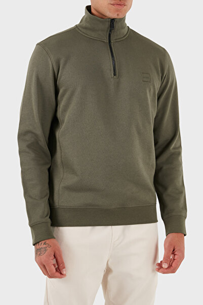 BOSS Pamuklu Regular Fit Yarım Fermuarlı Dik Yaka Sweat Erkek SWEAT 50468926 342