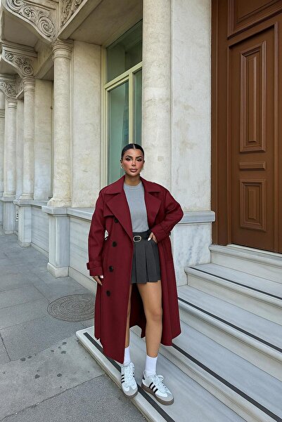 TANISA Lunora Belt Detail Long Trench Coat Tns-2139