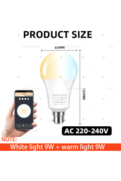 Choice نعم 2700-6500K إجمالي 18W AC220V B22 Tuya WIFI مصابيح لامبات ذكية 220V...