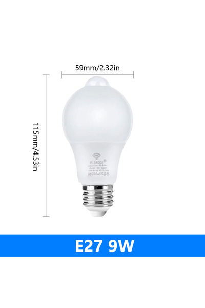 Choice AC220V (175-265V) أبيض بارد E27 9W LED PIR مستشعر الحركة لمبة LED 6W 9...