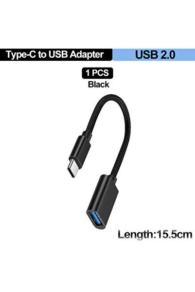 Choice محول أبيض اللون من منفذ USB أنثى إلى منفذ Type C ذكر، كابل OTG بطول 15...