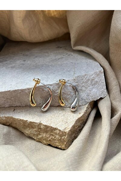 nunu takı Gold and Silver Color Drop Earrings