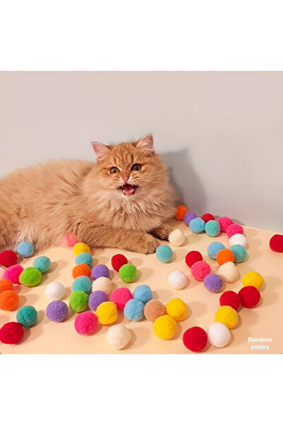 Choice 100 قطعة ملونة عشوائية 100 قطعة كرة قطيفة للقطط - ألعاب صامتة للقطط مس...