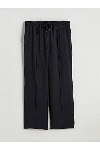 LC Waikiki Black Elastic Waist Wide Leg Women's Trousers