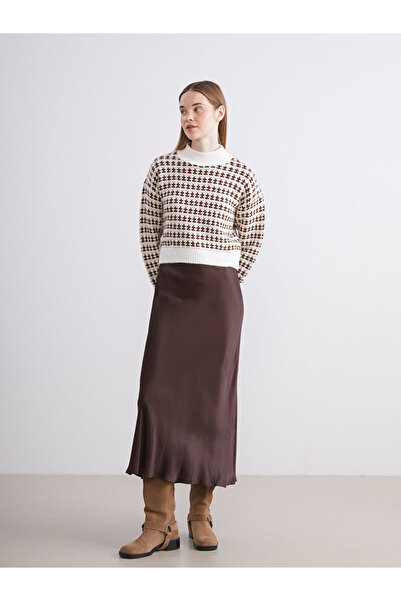 LC Waikiki Sparkling Choices from Shining Store | Mock Neck Patterned Crop Women's Knitwear Sweater