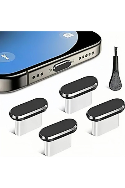 Choice 4 قطع سوداء من سدادات الغبار USB C مع فرشاة تنظيف غطاء مانع للغبار USB...