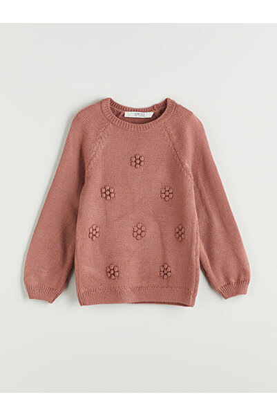 LC Waikiki Pink Crew Neck Girl's Knitwear Sweater