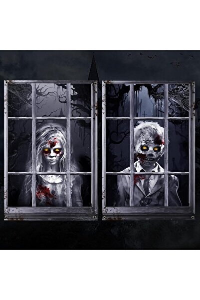 Choice ستائر زينة هالوين سوداء على شكل أشباح، عبوة من قطعتين، صور ظلية للنواف...