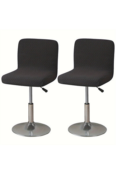 Choice A4 Black 2pcs Solid Color Jacquard Bar Chair Covers Stretch Short Back...