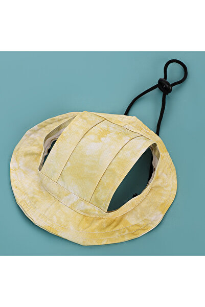 Choice12 S Yellow Cotton Cat Sun Hat With Ear Holes Round Brim Dog Puppy Cat ...