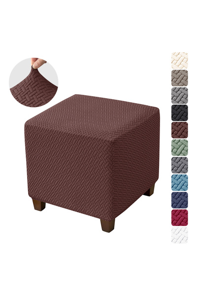 Choice A5 لون قهوة داكنة لون خالص جاكار غطاء عثماني غطاء مقعد مربع مرنة على ش...
