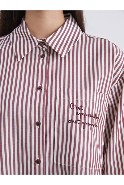 LC Waikiki Sparkling Selections from Shining Store |   Striped Oversize Poplin Women's Shirt Tunic