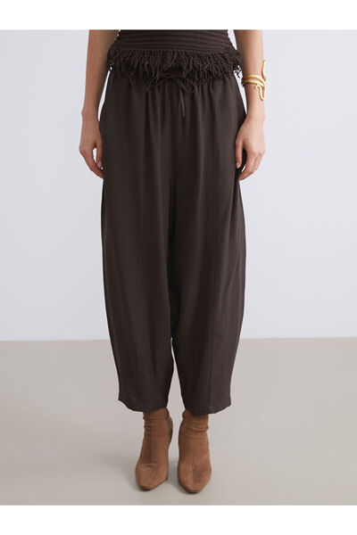 LC Waikiki Brown Elastic Waist Women's Trousers