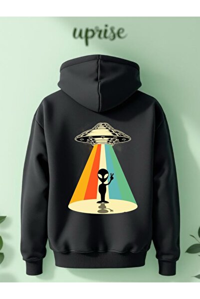 Vordevia Hanorac Alien Alien cu imprimeu din bumbac cu supradimensionat fire O