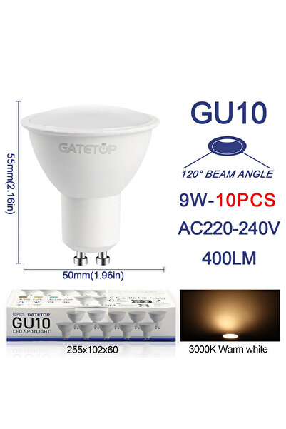 Choice 9 وات تيار متردد 220-240 فولت 120 درجة 3000 كلفن 10 حزم Focos Gu10 Spo...