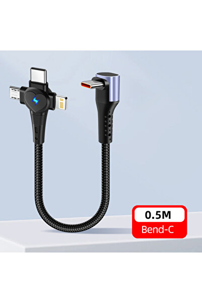 Choice كابل شحن سريع 3 في 1 من النوع C 0.5M PD66W 3A USB A إلى كابل بيانات من...