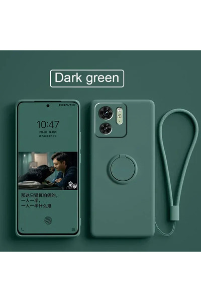 Choice28 جراب سيليكون سائل TPU أسود وأخضر مع حامل حلقي لهاتف موتورولا إيدج 60...