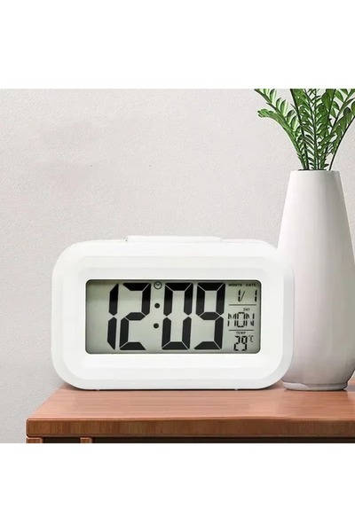 Choice White LED Digital Alarm Clock Backlight Snooze Data Time Calendar Desktop Multifunction Electronic B