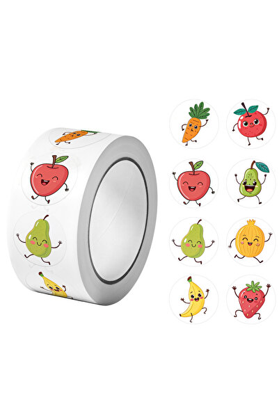 Choice RO064 1 لفة (500 قطعة) ملصقات Happy Fruits Dancing 2.5 سم/1.0 بوصة 8 ت...