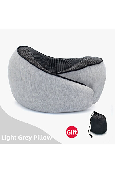 Choice وسادة رمادية فاتحة من الإسفنج المرن وسادة رقبة للسفر على شكل حرف U وسا...