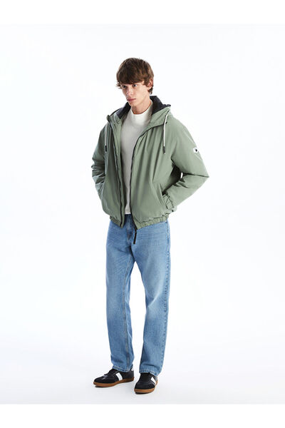 LC Waikiki Haki Rahat Kalıp Kapüşonlu Erkek Orta Kalın Mont