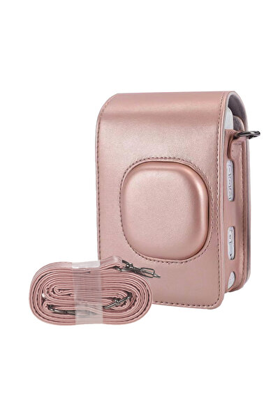 Choice حقيبة كاميرا فورية بحجم صغير باللون الوردي من جلد PU مع حزام كتف متواف...