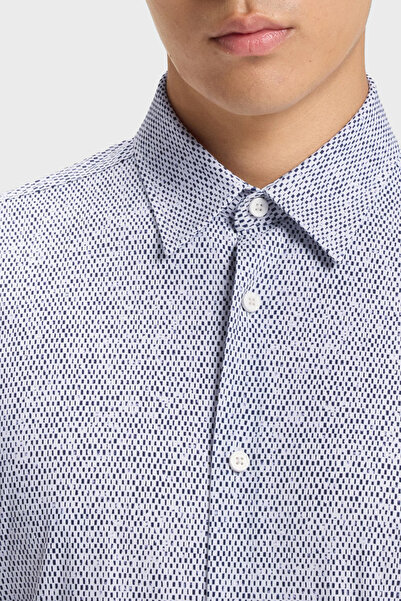 BOSS Desenli Slim Fit Gömlek Yaka Uzun Kollu Gömlek Erkek GÖMLEK 50545269 410