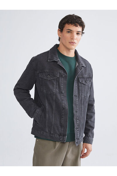 LC Waikiki Gri Standart Kalıp Erkek Jean Ceket