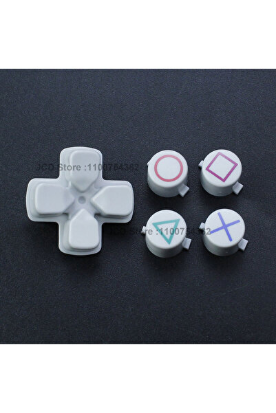 JCD White 5 in 1 1Set Plastic button For PS4 ABXY Buttons Circle Square Triangle ABXY Cross Button R