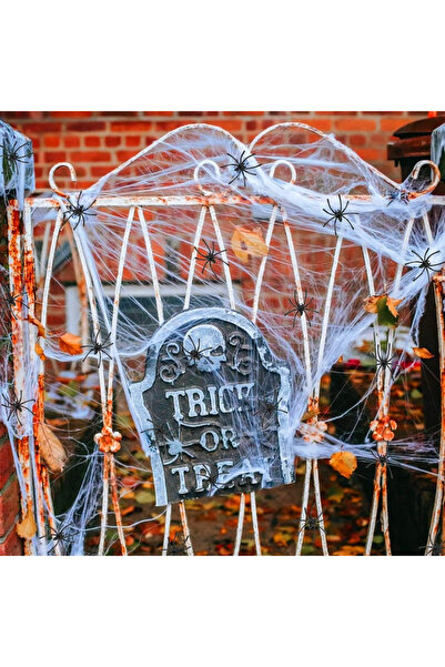 Richonour Set of 35 Halloween spiders and web Richonour, plastic/polyester, black/white
