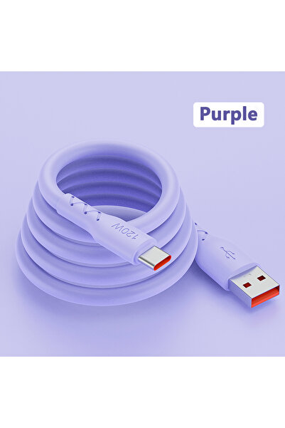 Choice كابل شحن فائق السرعة من نوع USB C بطول 2 متر وباللون الأرجواني وبقدرة ...