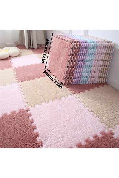 dalip Set 10 Pieces Puzzle Carpet, Flippy, EVA Foam, Soft, 30 x 30 x 1 cm, Powder Pink