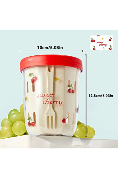 WORTHBUY Red A Style Portable Oat Container Double-Layer Drain Fruit Cup Reus...