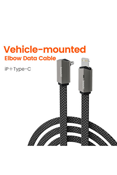 Toocki كابل بيانات Toki رمادي بطول متر واحد، بزاوية 90 درجة، ثنائي المنافذ من...