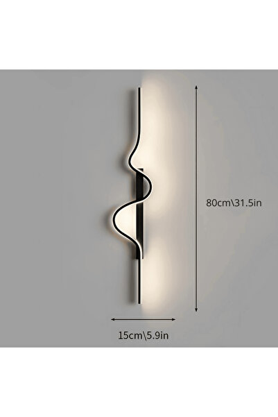 ACCEPT Modern Black LED Wall Lamp with 3 Lights, 80cm