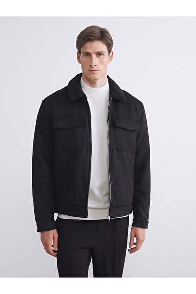 LC Waikiki Sparkling Choices from Shining Store |   Slim Fit Fur Collar Suede Men's Coat